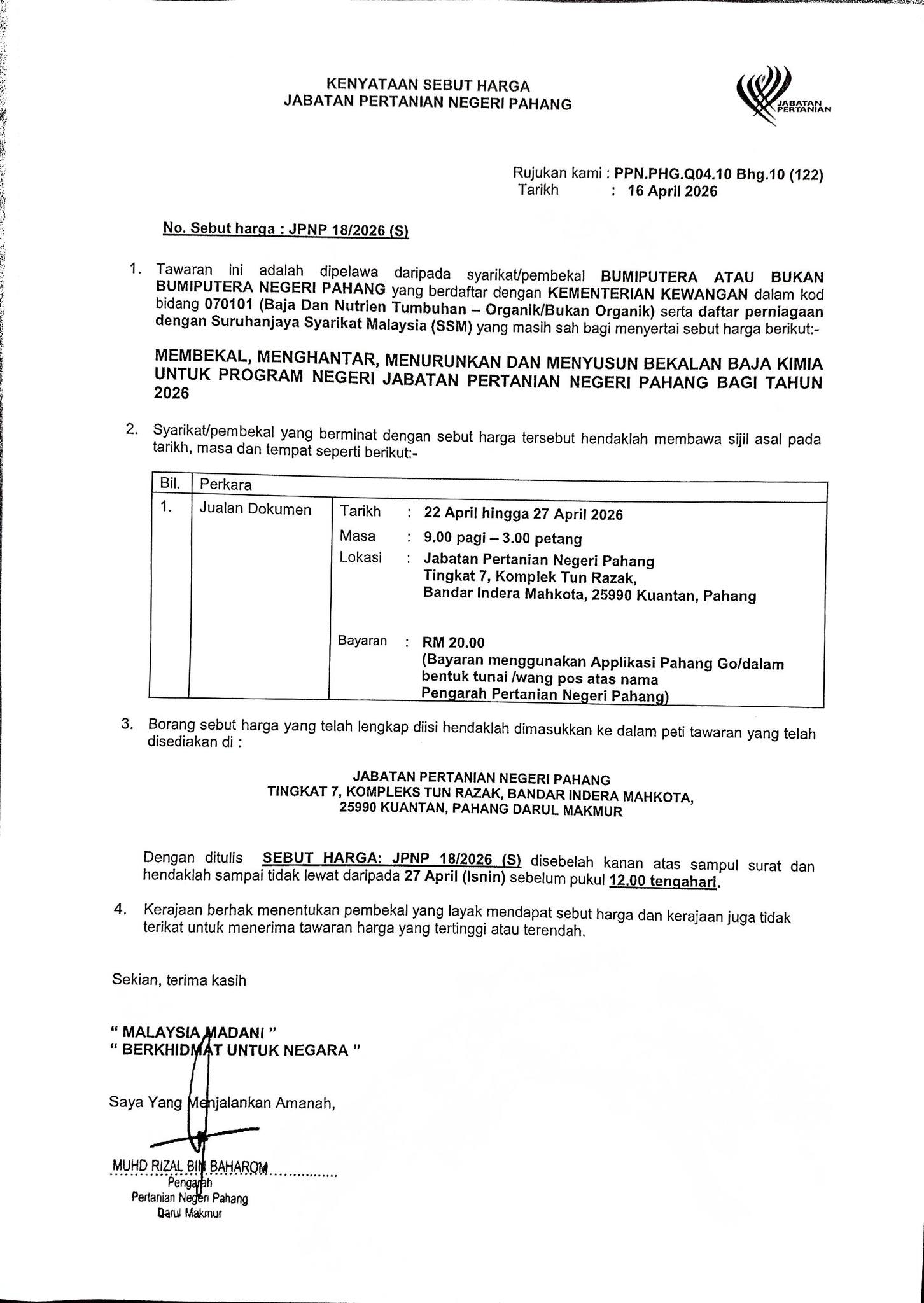 tender menyusun bekalan baca